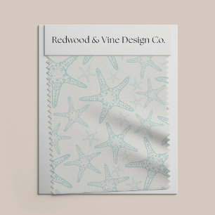 Turquoise Starfish Coastal Pattern Fabric