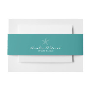 Turquoise Starfish Invitation Belly Band
