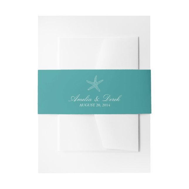 Turquoise Starfish Invitation Belly Band (Front Example)