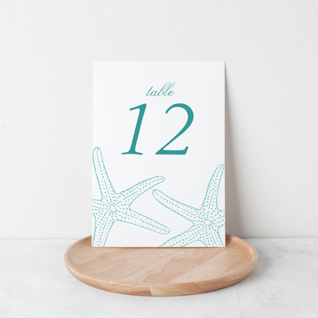 Turquoise Starfish Table Number Cards (Creator Uploaded)