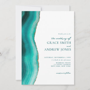 Turquoise Stone Agate Marble Wedding Invitation