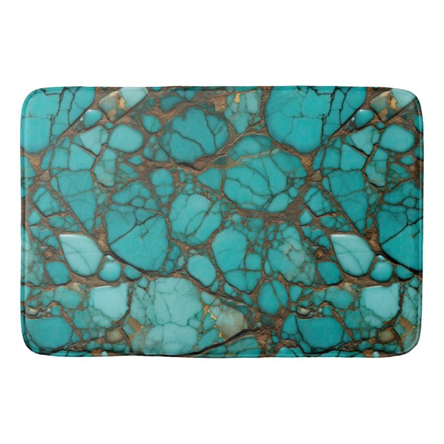 Turquoise Stone Crystals  Bath Mat (Front)