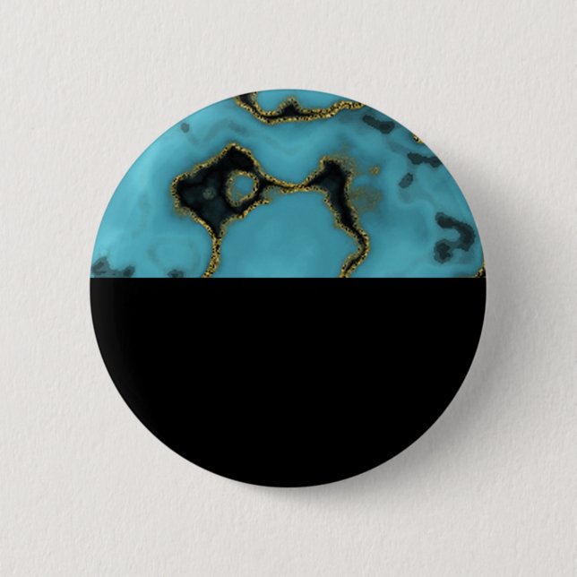 Turquoise Stone Gold and Black 6 Cm Round Badge (Front)