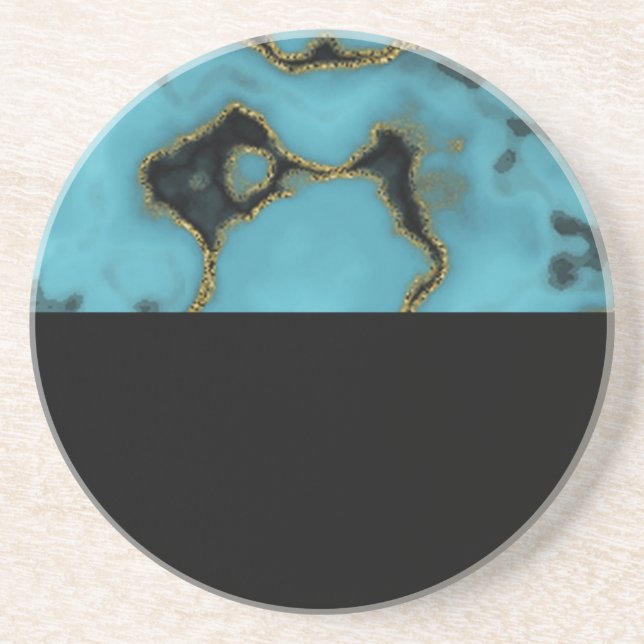 Turquoise Stone Gold and Black Coaster (Front)