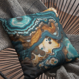 Turquoise Stone Look Geode Marble Cushion