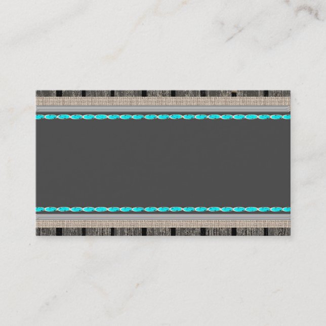 Turquoise Stone Rustic Wood Plain Business Cards (Front)