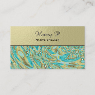 Turquoise Stone Rustic Wood Plain Business Cards