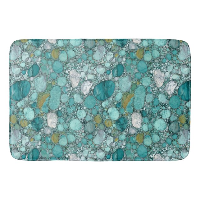 Turquoise Stones Bath Mat (Front)