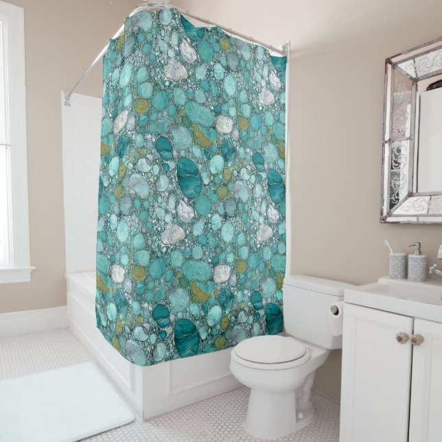 Turquoise Stones Shower Curtain (In Situ)