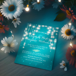 Turquoise String Lights Wedding Shower Invitations