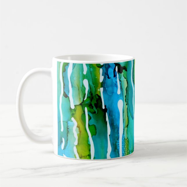 Turquoise Stripe Summer Bright Colours Mug (Left)