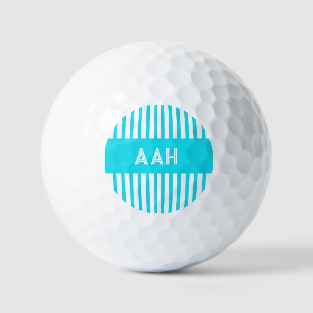 Turquoise Striped  Golf Balls (Front)