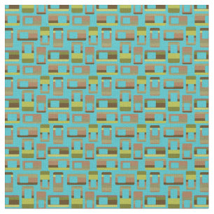 Turquoise Striped Rectangles  Fabric
