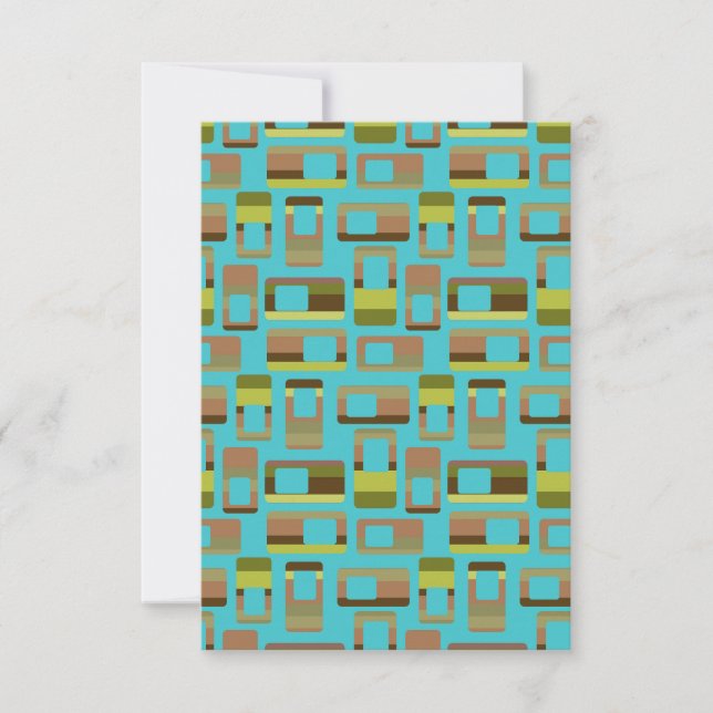 Turquoise Striped Rectangles  Thank You Card (Front)