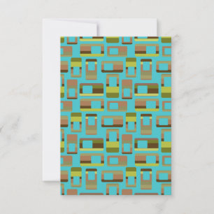 Turquoise Striped Rectangles Thank You Card