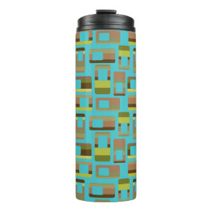 Turquoise Striped Rectangles Thermal Tumbler