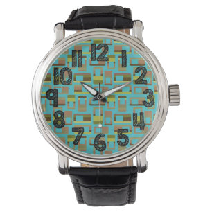 Turquoise Striped Rectangles Watch
