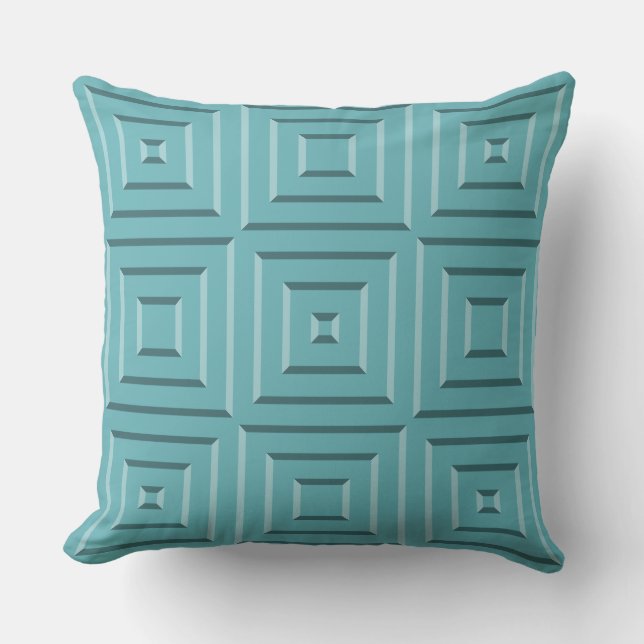 Turquoise Striped Repeat Pattern - Throw Pillow (Front)