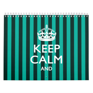 Turquoise Stripes 2025 KEEP CALM AND Your Text Calendar