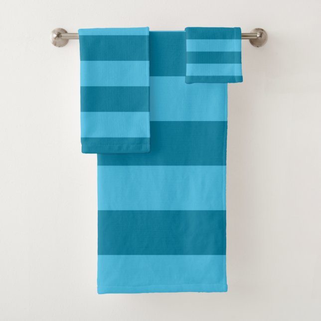 Turquoise Stripes Bath Towel Set (Insitu)