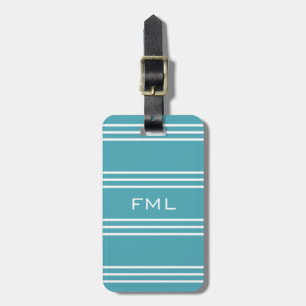 Turquoise Stripes custom luggage tag