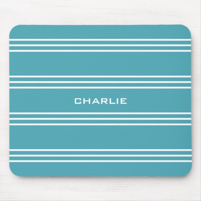 Turquoise Stripes custom monogram mousepad (Front)