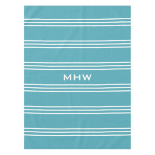 Turquoise Stripes custom monogram table cloths