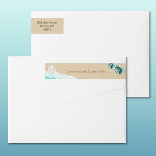 Turquoise Sun Glasses Beach Return Address Wrap Around Label