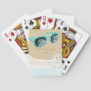 Turquoise Sun Glasses Mirror Shell Beach Vacation Playing Cards
