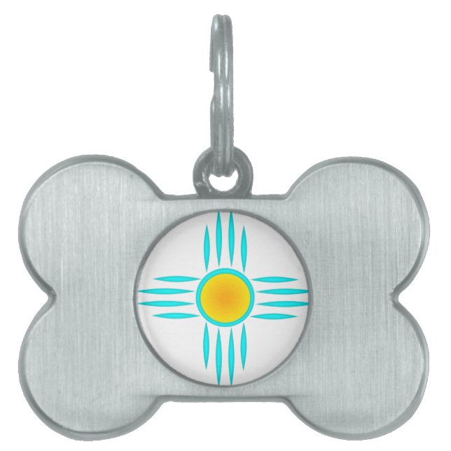 Turquoise Sun God Pet ID Tag (Front)