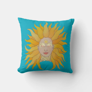 Turquoise sun inspired cushion