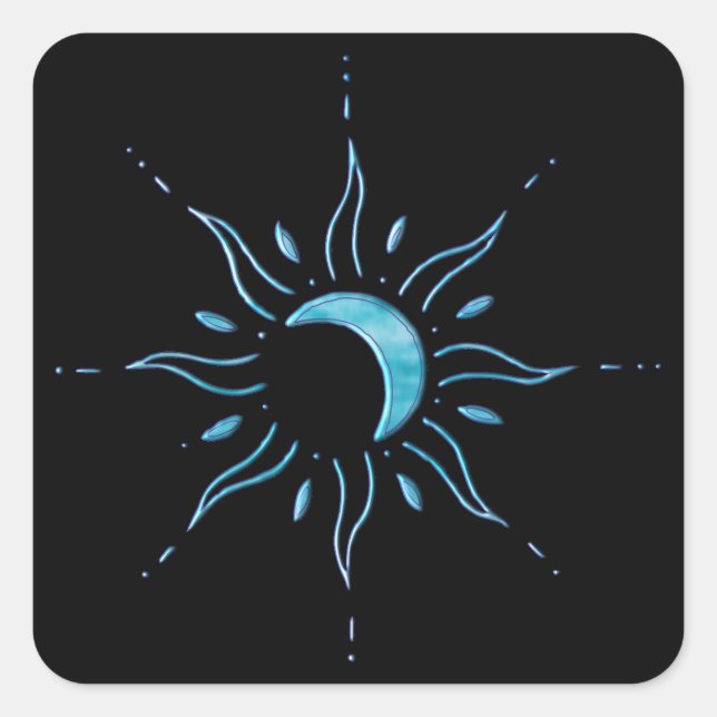 Turquoise Sun  Square Sticker (Front)