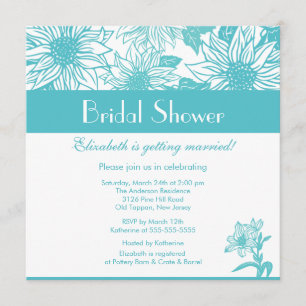 Turquoise Sunflower Bridal Shower Invitation