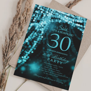 Turquoise Surprise 30th Birthday Party Invitation
