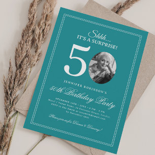 Turquoise Surprise 50th Birthday Party Invitation