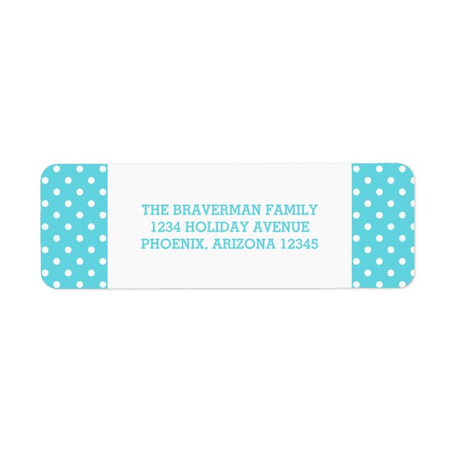 Turquoise Sweet Polka Dot Holiday Address Labels (Front)