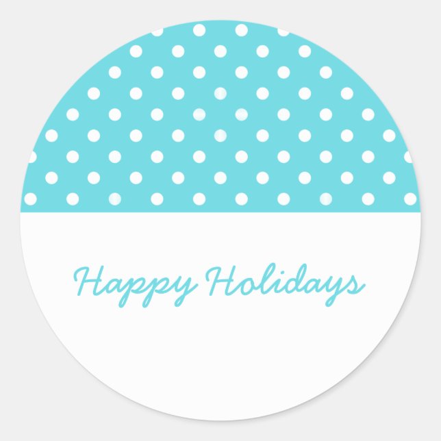 Turquoise Sweet Polka Dot Holiday Stickers (Front)