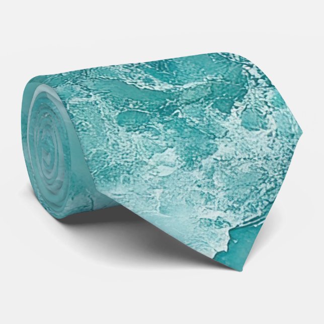 Turquoise Swirl Mens Neck Tie (Rolled)