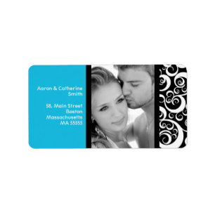 Turquoise Swirl Photo Address Labels