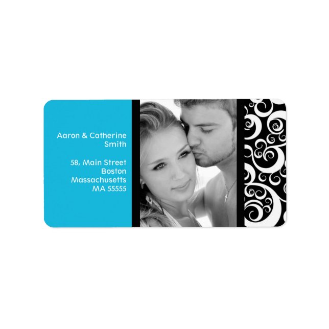 Turquoise Swirl Photo Address Labels (Front)