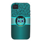 turquoise swirls pattern with owl