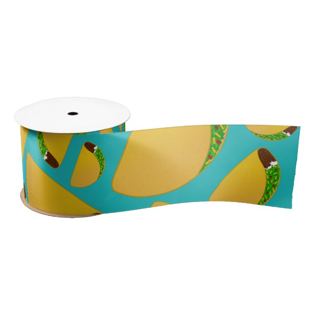 Turquoise tacos satin ribbon (Spool)