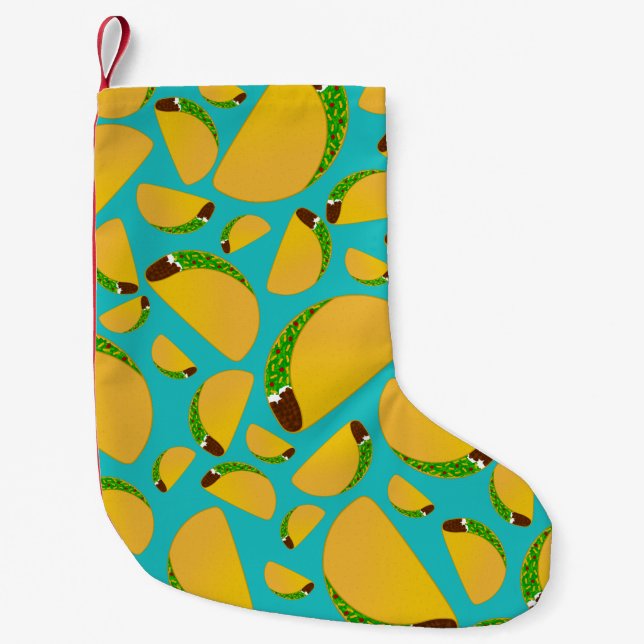 Turquoise tacos small christmas stocking (Front)