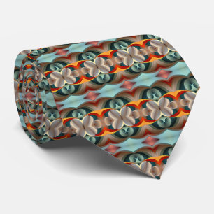 Turquoise Tangerine Teal Pattern Neck Tie