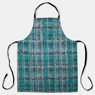Turquoise tartan fabric, textured background. apron