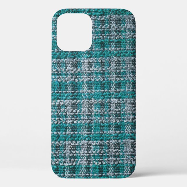 Turquoise tartan fabric, textured background. Case-Mate iPhone case (Back)