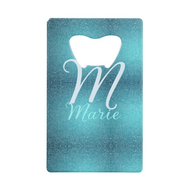 Turquoise teal agate aqua monogram add letter text (Front)