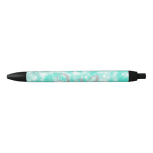 Turquoise teal agate aqua monogram add letter text black ink pen