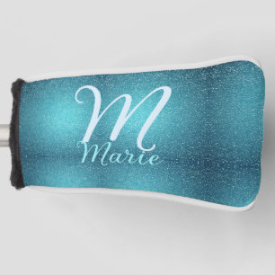 Turquoise teal agate aqua monogram add letter text golf head cover