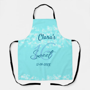 Turquoise teal agate sweet 16 birthday add name da apron